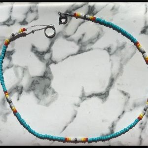 Blue/ colorful seed bead necklace